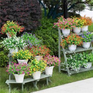 10 Bundles Artificial Plants Outdoor Flowers Fake Boxwood for Decoration